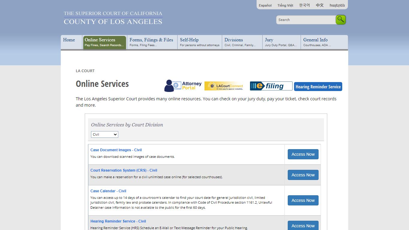 Online Services - LA Court